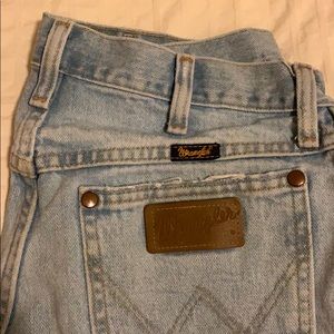 FREE PEOPLE WRANGLER DENIM HIGH WASTED SHORTS